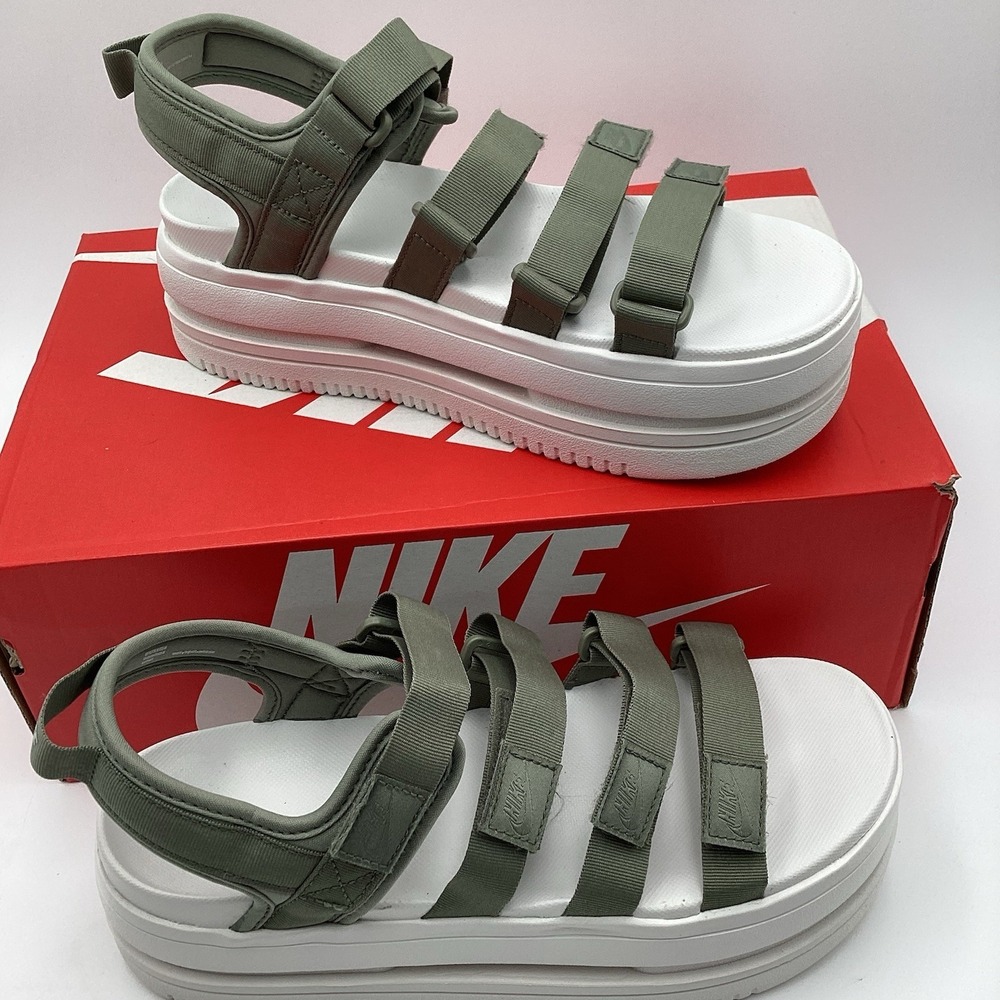 Nike Women's Icon Classic Strappy Platform Sandal Army Green White Size‎ 11 - Picture 6 of 13